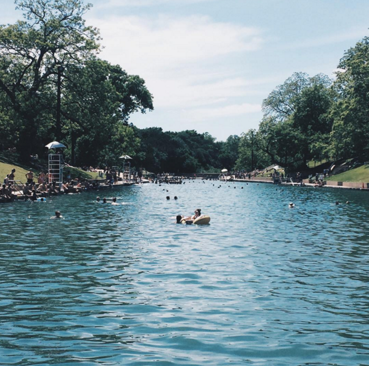  Barton Springs
Located in the center of Austin, Barton Springs is an hour and a half away and is a good place for a summer dip. 
Photo via Instagram/courtneymchow