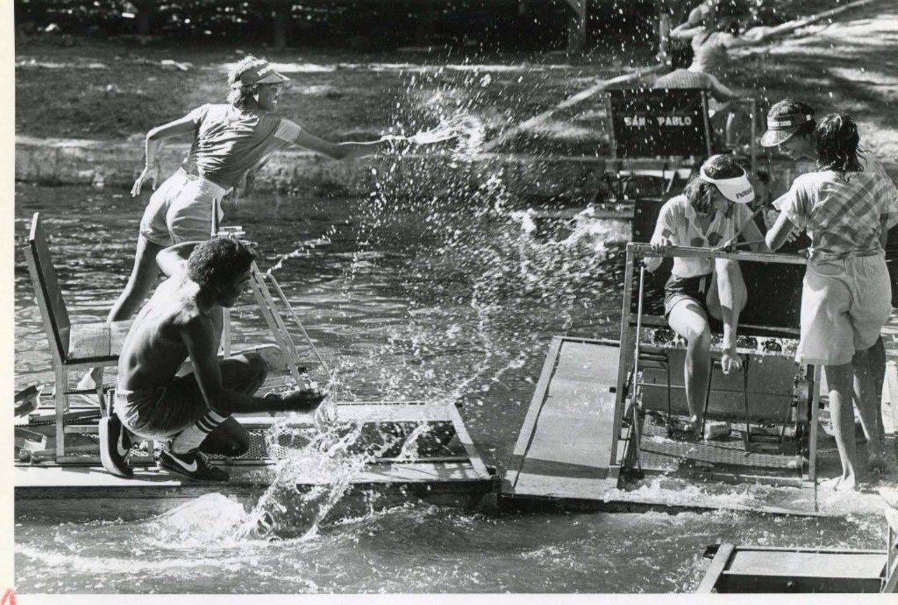 Brackenridge Park (1984)
In the 1980s, Brackenridge Park offered visitors the opportunity to rent flat-bottom pedal boats, all of which were named after saints. In this picture, several seniors from Del Valle High school enjoy their graduation trip in the San Antonio river with several of the wooden boats that have since been discontinued.
Vintage San Antonio