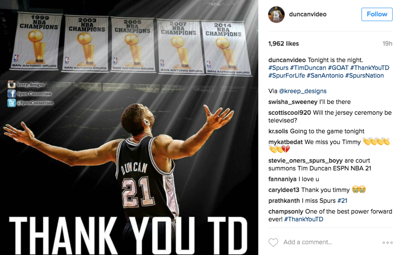 Tim duncan best sale jersey retirement game