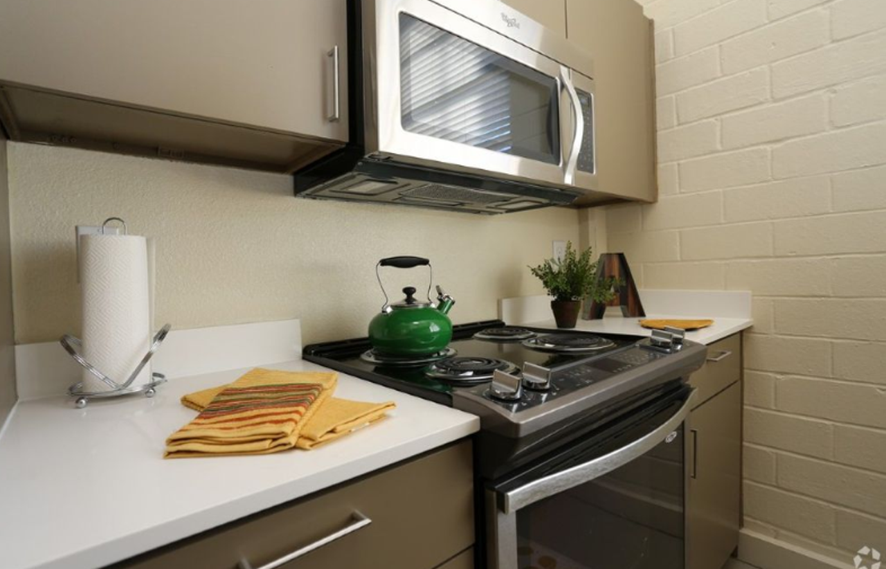 The kitchen comes with a disposal, microwave, dishwasher and a refrigerator.