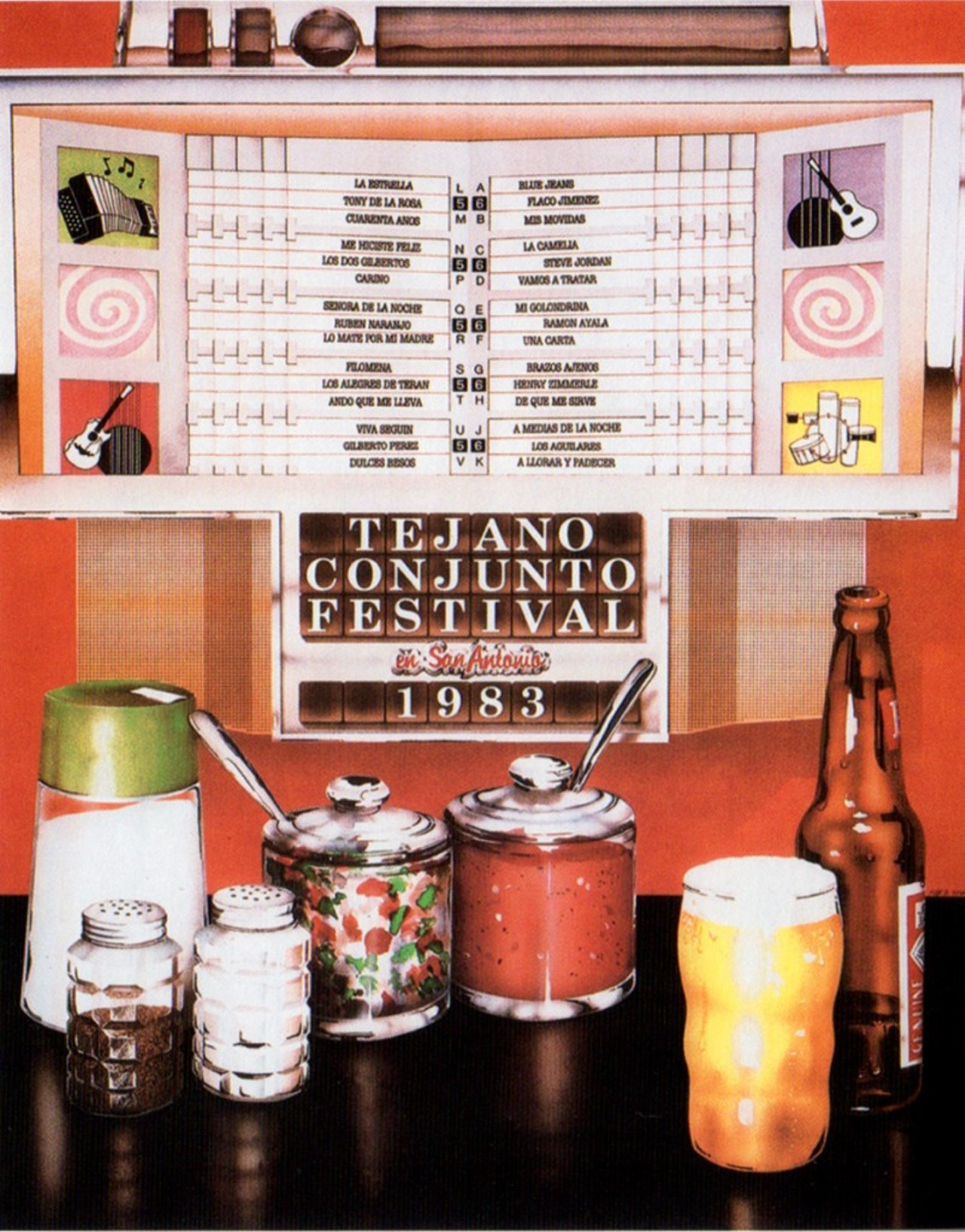 1983 Tejano Conjunto Festival poster by Roberto B. Sosa