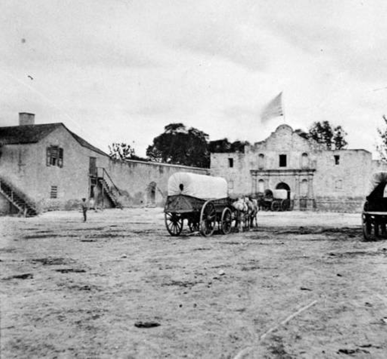 The Alamo in 1868, when it was used as a supply depot by the U. S. Army Quartermaster Corp.