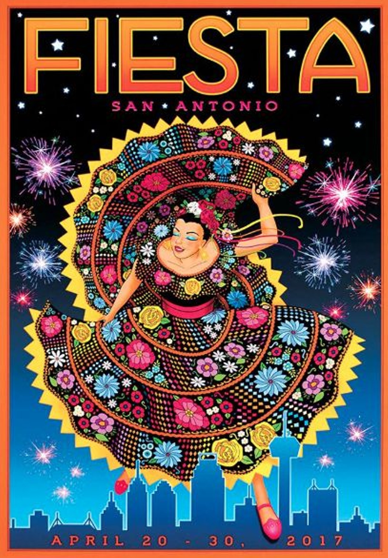Fiesta Store Pop-up Shop
5-9 p.m. April 20 at Hemisfair Park, 434 S. Alamo 
With the first night of Fiesta comes the pop-up shop. Find the most fun and authentic Fiesta-wear to make your outfits for the city&#146;s 10-day party. That includes official Fiesta t-shirts and medals, of course. Get this year&#146;s Fiesta poster, too.
Official 2017 Fiesta Poster
