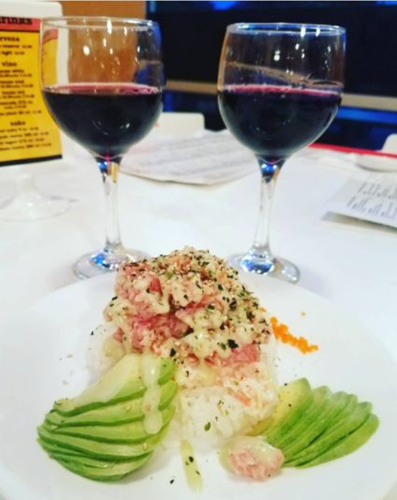 Yellowfish Sushi 
9102 Wurzbach Road, (210) 614-3474 
Yellowfish Sushi is a perfect spot for a dinner date over wine.
Photo via Instagram, armbar.lennie
