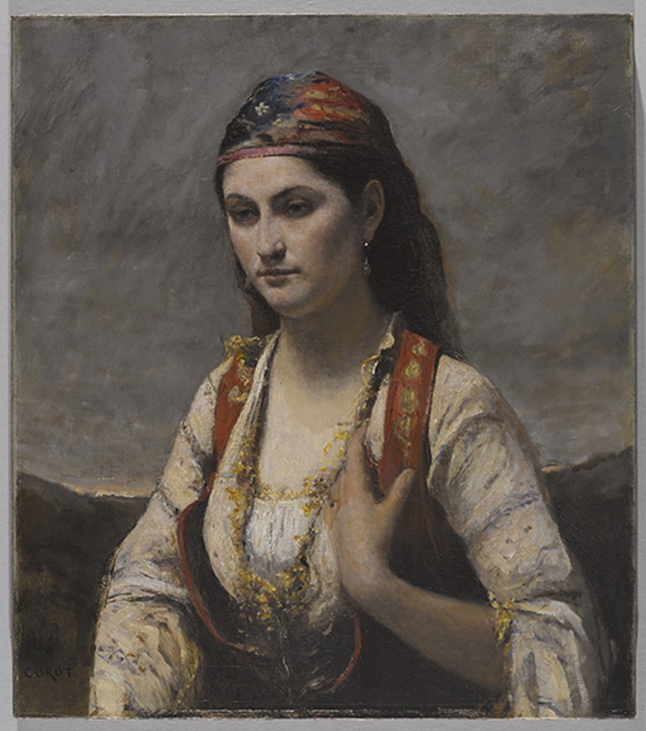 Jean-Baptiste-Camille Corot (French, 1796&#150;1875). The Young Woman of Albano, 1872. Oil on canvas, 29 3/16 x 25 13/16 in. (74.1 x 65.6 cm). Brooklyn Museum, Gift of Mrs. Horace O. Havemeyer, 42.196. (Photo: Sarah DeSantis, Brooklyn Museum)