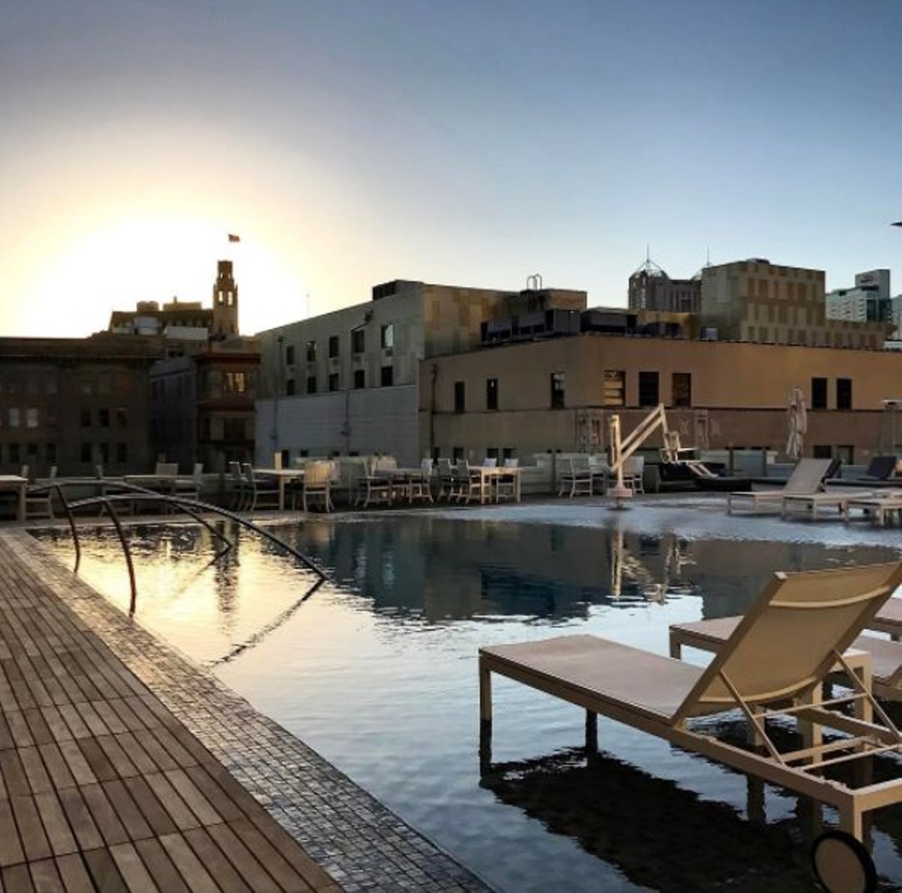 The St. Anthony Hotel
300 E. Travis St., (210) 227-4392, thestanthonyhotel.com
Take a dip in one of the most  luxurious roof-top pools in SA at the St. Anthony Hotel and blend in with the tourists. 
Photo via Instagram, chicmagnolia