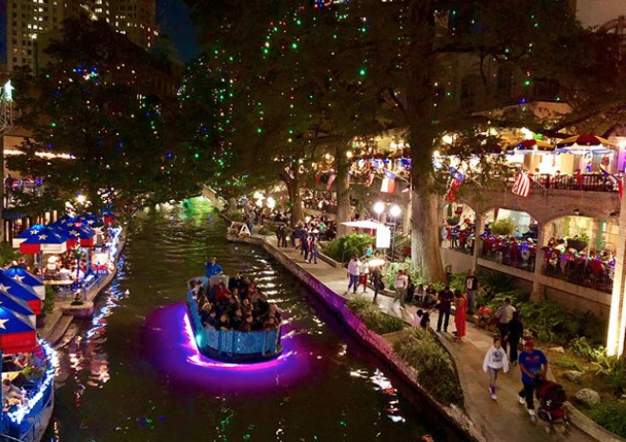 River Walk
Free, 849 E Commerce Street, (210) 227-4262, thesanantonioriverwalk.com
Whether you want to play tourist or are looking for one of the most romantic spots in the city, checking out the Christmas lights on the River Walk is a necessity during the holiday season. Feast your eyes on more than 122,000 lights (that’s 2,500 strings of light) hanging down from the trees for a truly magical sight. You have plenty of time to make your way over, with the lights stay on until January 7.
Photo via babyoliviabj / Instagram