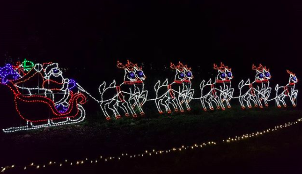 Elf Acres
$25 + tax per vehicle, 1475 Grosenbacher Road, elfacres.com
This 15-acre drive-thru Christmas light spot is not only convenient for those living on the West Side (we all know it’s poppin’ over there), but it’s also a spectacular spot. With more lights this year than ever before, the animated displays are also accompanied by music. Complete your wonderland experiences with tasty holiday snacks (you know that means hot chocolate and funnel cakes!) from the concession stand.
Photo via elfacresvenue / Instagram