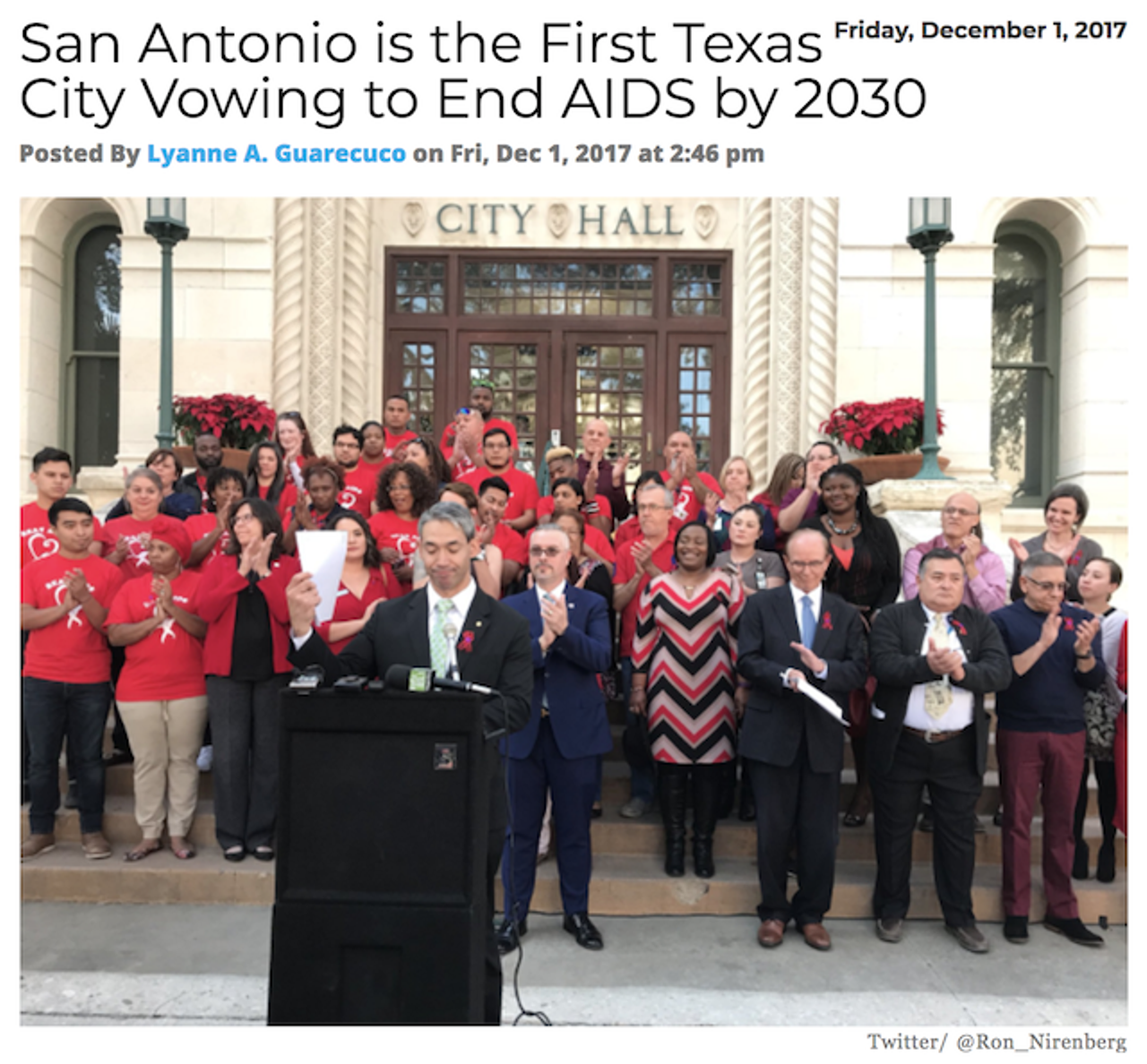 San Antonio became the first city in Texas vowing to end AIDS by 2030. San Antonio was the 14th city to join this initiative called the Fast Track Cities. Read more.