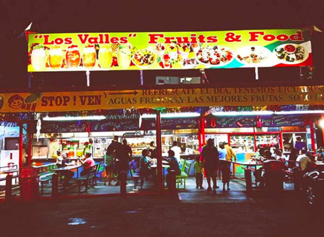 Los Valles Produce
3915 Nogalitos St., (210) 927-9595, losvallesproduce.com
Snack stands are aplenty on the Southside, but Los Valles sticks out among them all. Stick with the fruteria and treat the fam/crew to a party platter with some fresh fruit, just remember the Tajin. Or kill some time at the fruteria and enjoy a raspa, corn in a cup, nachos, mangonada, or aguas frescas. Or you can dine inside, where you can enjoy freshly made Mexican food for breakfast, lunch or dinner.
Photo via Instagram / city_at_night