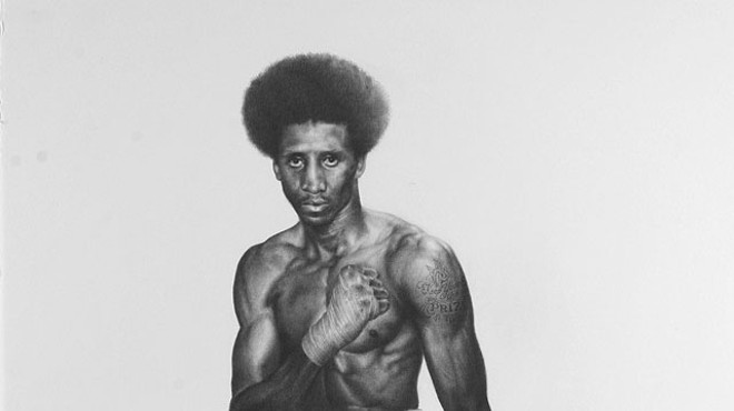 Vincent Valdez, America's Finest, 2011.  Suite of six drawings, graphite on paper. Collection of Marita Bell Fairbanks, Houston.