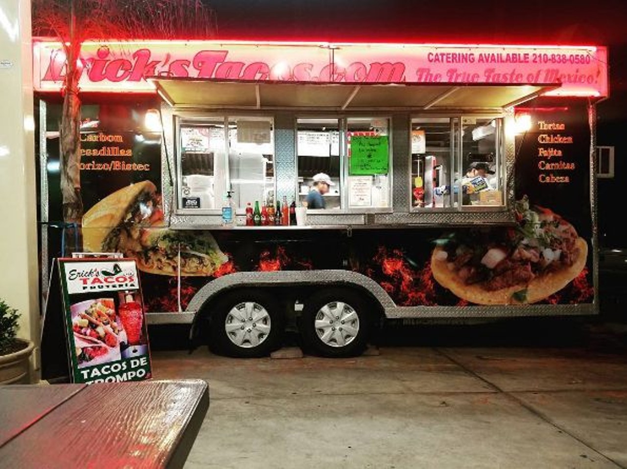 Erick’s Tacos
12715 Nacogdoches Road, (210) 590-0994, erickstacos.webs.com
Taco trucks are great, but a taco truck that stays open until 4 a.m. is heaven sent.
Photo via Instagram, rickisslick45