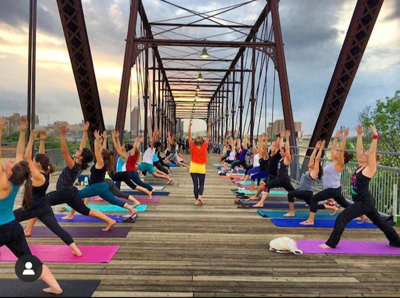 Take a yoga class at Hays Street Bridge803 N. Cherry St., mobileomtx.com Mobile Om’s motto is “yoga without bounds,” and in practice, it’s just like it sounds — mobile yoga classes in unconventional outdoor spaces. One of those boundless studios is on top of the Hays Street Bridge overlooking the downtown skyline. This East Side location is where Mobile Om got its start. In its signature class, guests can roll out their mats for an all-level practice and breathe in the open air and city views. Single classes are $10 with drop-ins welcome.            Photo via Instagram / mobileom