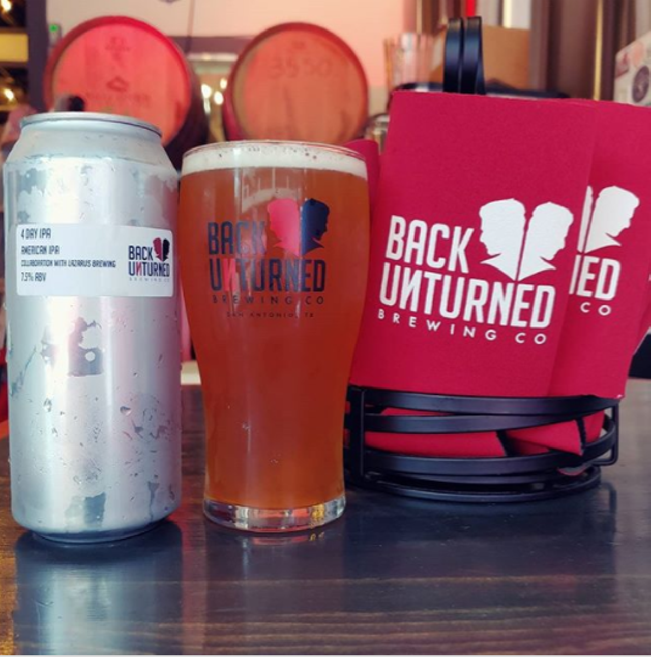 Back Unturned Brewing Co.
516 Brooklyn Ave, (210) 257-0022, backunturned.com/
Order online or over the phone. They offer not only curbside pickup, but also delivery within a 10 mile radius of their location.  Photo via Instagram /  backunturned