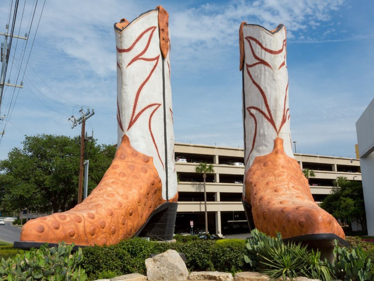World’s Largest Cowboy Boots
North Star Mall, 7400 San Pedro Ave., San Antonio
Native San Antonians might not pay any attention to the giant cowboy boots in front of North Star Mall, but there's more to them than you'd think. Made by the larger-than-life artist Bob "Daddy-O" Wade, these boots were installed at North Star in 1979 and officially made it into the Guinness Book of World Records as the World's Largest Cowboy Boots four decades later.