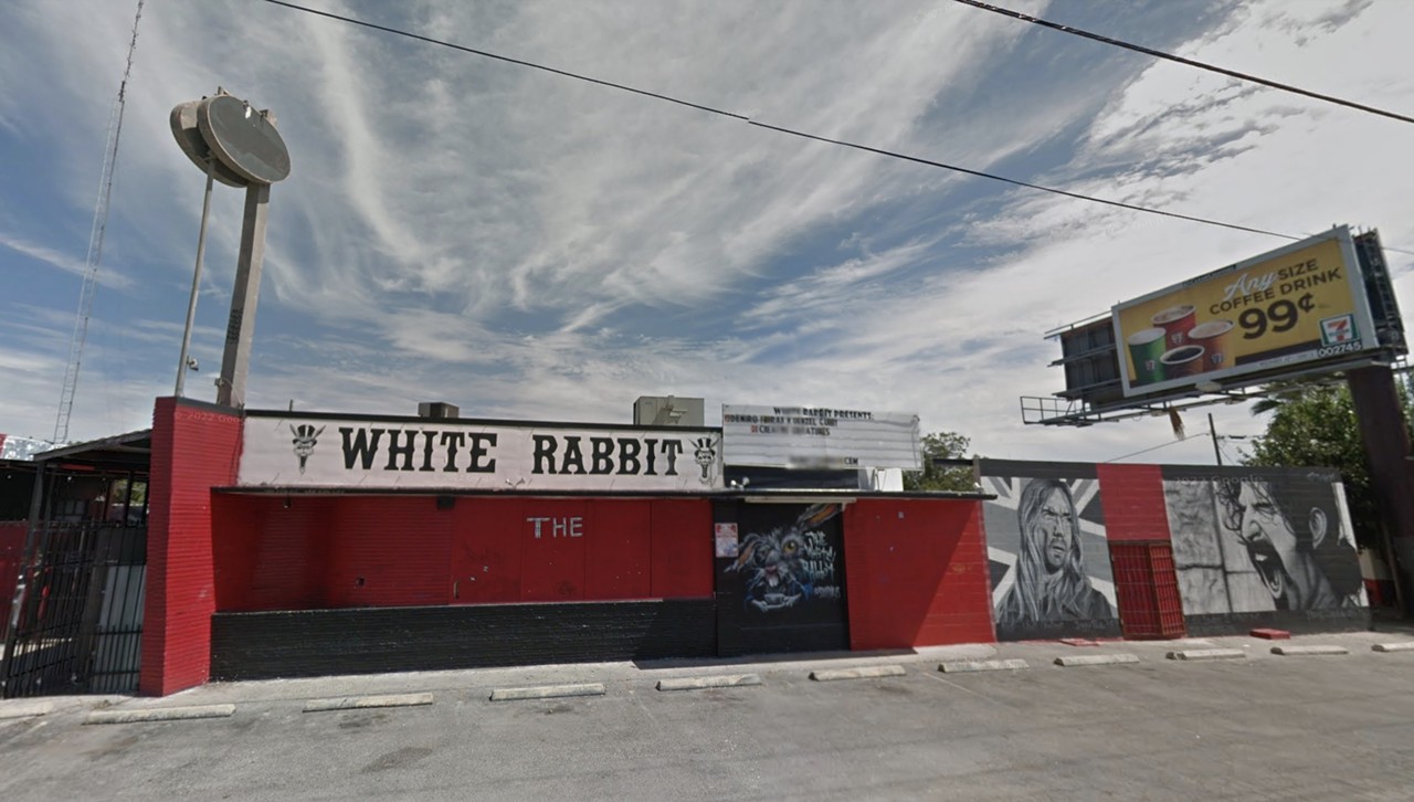 The White Rabbit
Look, most San Antonio music fans have no complaints with the Paper Tiger, a club that consistently brings tons of great touring acts to town. Even so, some who cut their teeth on the St. Mary's Strip still have fond memories of the White Rabbit, the venue that previously occupied the building. It's understandable that folks of a certain age, whether they played the older club or just caught shows there, would have some nostalgia tied up in the Rabbit. 
Photo via Google Maps
