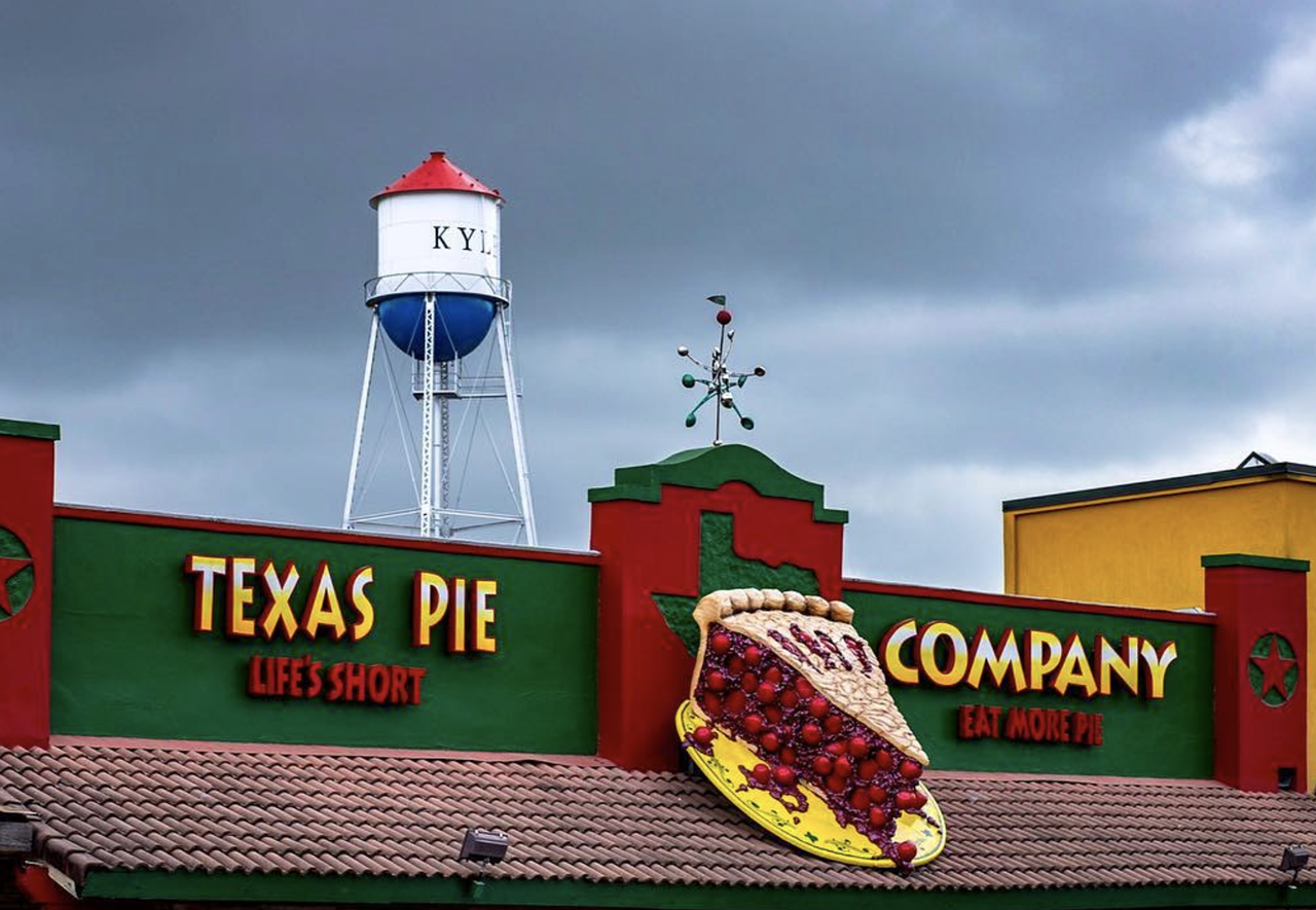 Big Slice of Pie, Kyle, TX
202 W. Center St., Kyle, roadsideamerica.com
Sitting atop the Texas Pie Company’s roof, this hearty slice of cherry pie will cause pupils to dilate as soon as the peepers get a sight of its oozing filling. Don’t worry about cravings — the restaurant is still offering take-out, so you can grab a slice of pie while passing through. 
Photo via Instagram /  smorgan.images