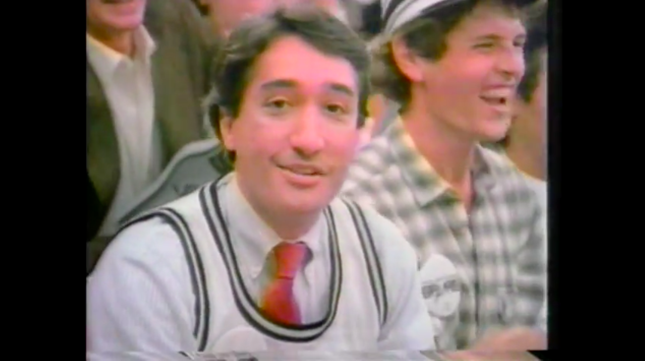 San Antonio Spurs
Back before the modern era in Spurs basketball, the team wasn’t all that. They even put out a commercial to get people to buy season tickets. This 1986 commercial stars Mayor Henry Cisneros (pictured, in case it wasn’t obvious) and Archbishop Patrick Flores.
Screenshot via YouTube / sptweb