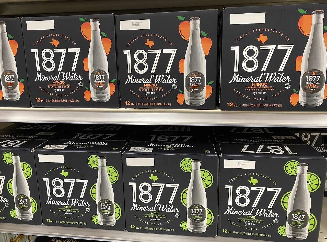 1877 Mineral Water
heb.com
H-E-B’s 1877 Mineral Water is there for folks who are thirsty but want to be kind of fancy about it. There’s an original unflavored version along with mango and lime flavors.