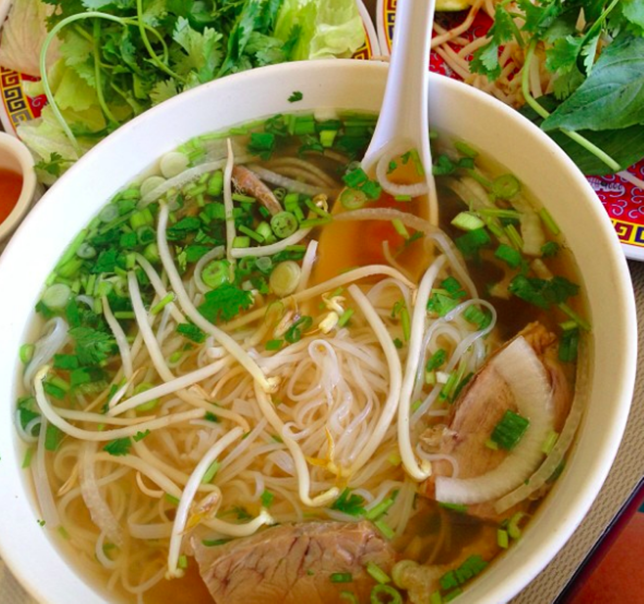 Pho Thien An
126 W Rector #108, (210) 348-8526
You know you can expect a solid bowl of pho when the first note under the menu is the spiciness scale. With meaty and veggie options alike to accompany the beef noodle broth, you’ll always want to opt for the large bowl.
Photo via Instagram / natasha_saree