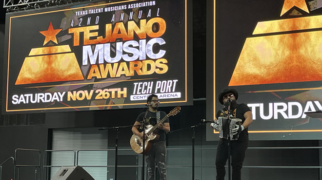 Three-time Grammy award-winning Tejano artist Sunny Sauceda performs following a press conference at San Antonio's Tech Port Arena.