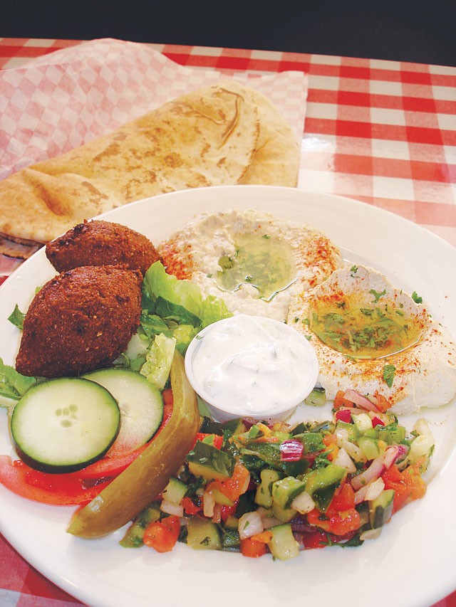 A plate of hot and cold summer treats at Jerusalem Grill. - SCOTT ANDREWS