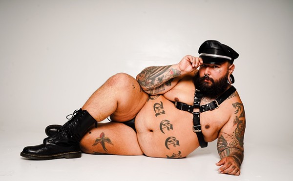 Queer rapper Chris Conde, formerly of San Antonio, is known for performing in a leather harness and not much else.
