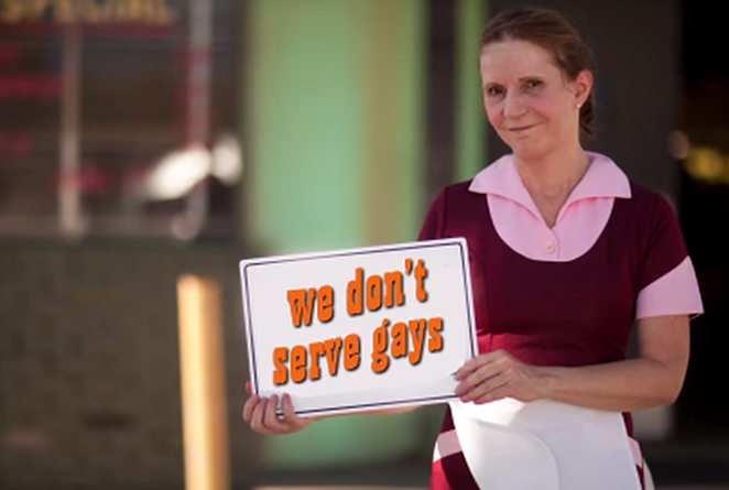 A still from a parody promotional Indiana tourism video, mocking the anti-gay implications of Indiana's "religious freedom" law. - Internet Action Force