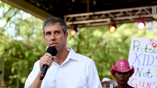 Texas Democratic candidate for governor Beto O’Rourke spoke Friday on stage at a protest of the NRA's convention in Houston.