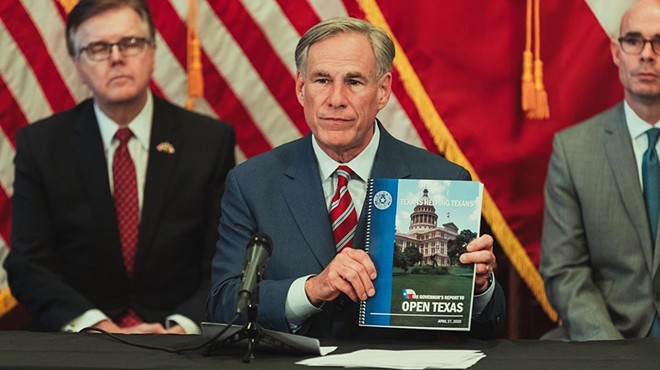Gov. Greg Abbott shows off his reopening plan during a recent press conference.