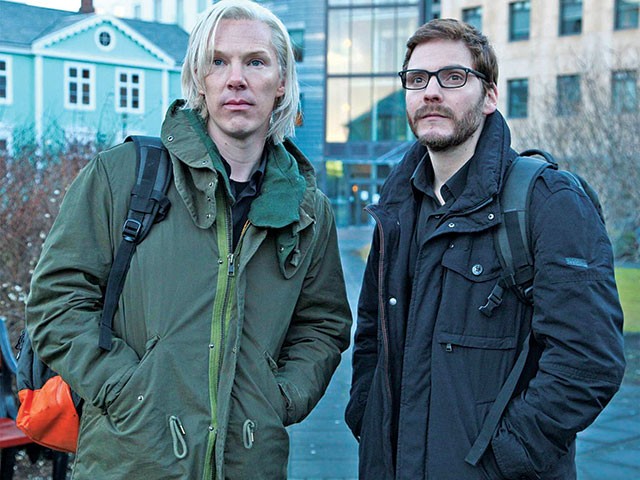 Assange (Benedict Cumberbatch) and Domscheit-Berg (Daniel Brühl) make DC nervous - COURTESY PHOTO