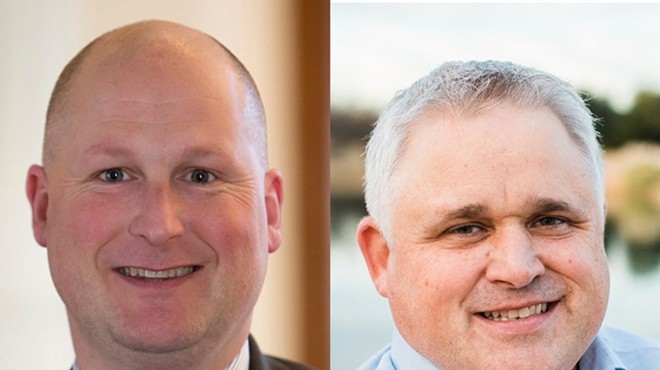 State Reps. Tony Tinderholt (left), R-Arlington, and Brian Slaton, R-Royse City, got an early start in trying to punish transgender Texans during this legislative session.