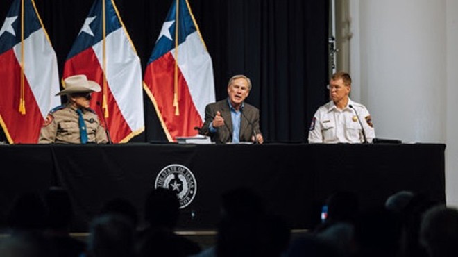 Gov. Greg Abbott speaks at the recent South Texas press conference where he pledged to restart Trump's border wall.