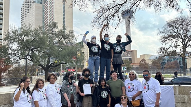Organizers from Starbucks Workers United rally at Labor Plaza in downtown San Antonio last December to commemorate the one year anniversary of the first Starbucks location to unionize.