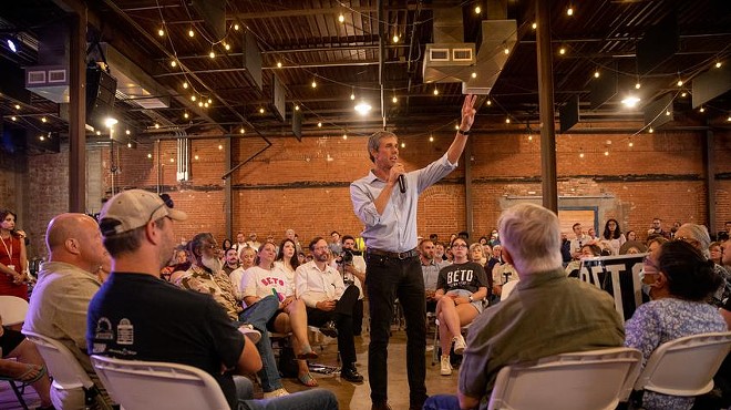 Gubernatorial candidate Beto O’Rourke speaks to attendees at a town hall in Abilene on Aug. 16, 2022.