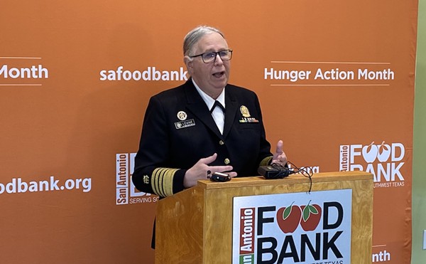 Admiral Rachel L. Levine, assistant secretary of the U.S. Department Health and Human Services, speaks at the San Antonio Food Bank.