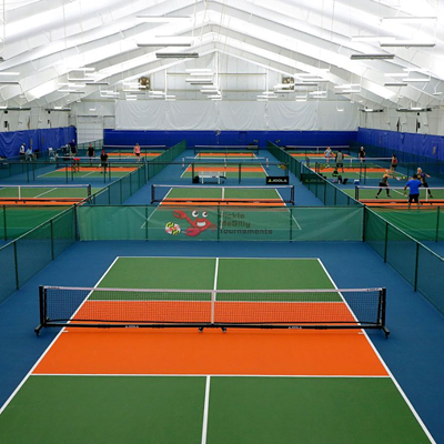 Dill Dinkers pickleball clubs typically have six to 12 individual courts.
