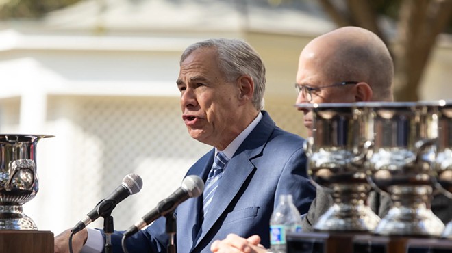 Gov. Greg Abbott makes an economic development announcement in Austin on Mar. 1, 2024. The press conference took place in front of the Governor's Mansion.