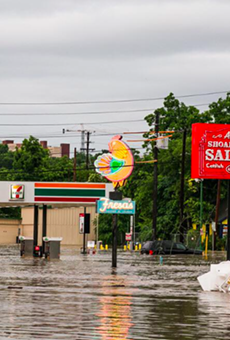 Flooding in Austin along Lamar Street.