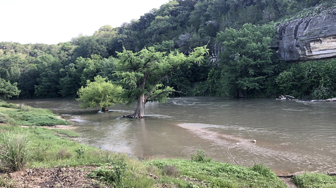 A May 30 photo shows the Guadalupe River at dangerous levels.