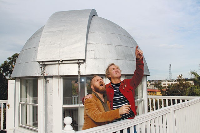 Gary Sweeney teaches Chris Sauter a thing or two at the Maverick-Carter House observatory - COURTESY PHOTO