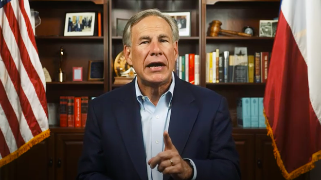 Texas Gov. Greg Abbott wags a finger in a YouTube video