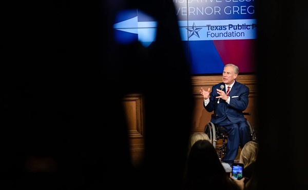 Gov. Greg Abbott speaks about the recent 88th Legislative Session to an audience at the Texas Public Policy Foundation offices on June 2, 2023. Abbott ended the event by promising to call a special session for school choice, after the then-current special session for property tax resolves.