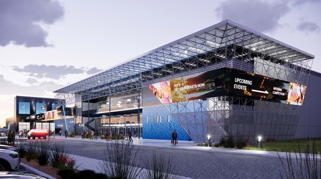 This rendering shows the completed Tech Port Center + Arena, a 3,200-seat venue that will open in May.