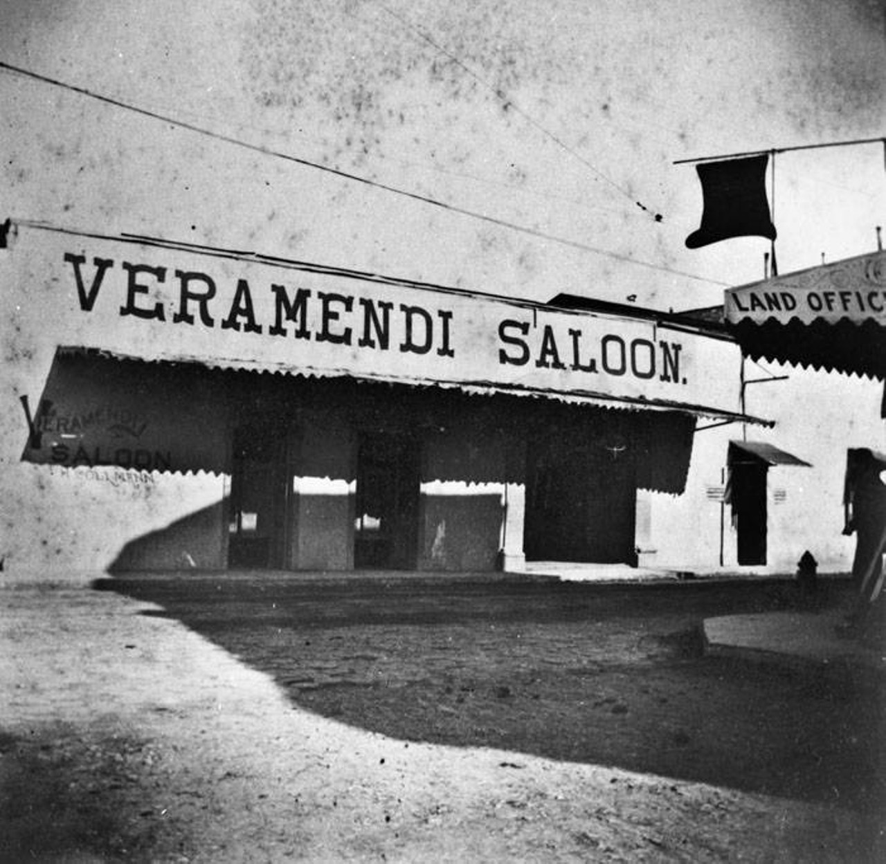 Veramendi Saloon, Soledad StreetThis photo from the late 1890s shows a San Antonio watering hole that started business with a far more elegant moniker: Veramendi Palace.