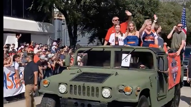 U.S. Sen. Ted Cruz waves to the not-so-adoring crowd during the Astros' World Series victory parade last year.