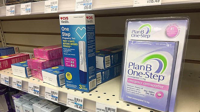 Emergency contraceptives on display at a CVS pharmacy.