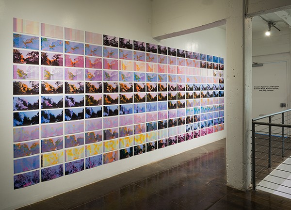 Installation views of Joey Fauerso’s 'Guadalupe-After Images' as a collage of 187 digital prints of oil paintings - Courtesy
