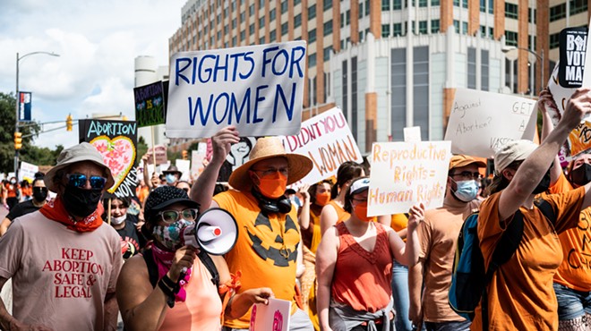 San Antonio protesters take to the streets during a recent march against Texas' abortion ban.