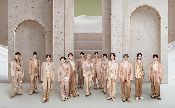 Korean boy band Seventeen features 13 members and is known for its infectious mix of dance-pop, hip-hop and R&B.